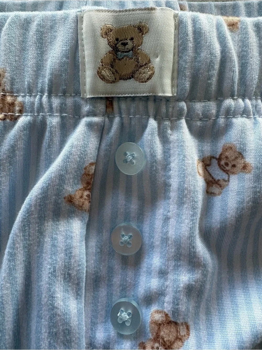 Teddy bear Light Blue & White Striped Sleep Shorts Aeropostal size Small